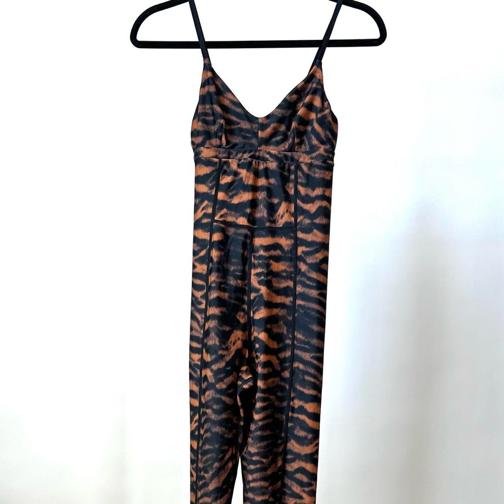 The Upside Sexy One Piece Catsuit Tiger Print Stretchy Jumpsuit - Us 2 Xxs